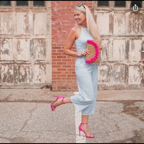 Pretty Garden Striped Wide Leg Jumpsuit - Small - Picture 1 of 10